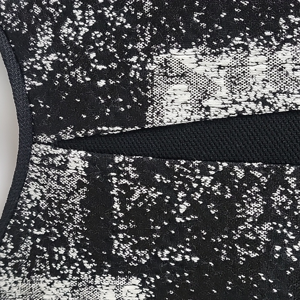 Betsey Johnson Black White Abstract Textured Short Sleeve Fit & Flare Dress - Picture 4 of 16